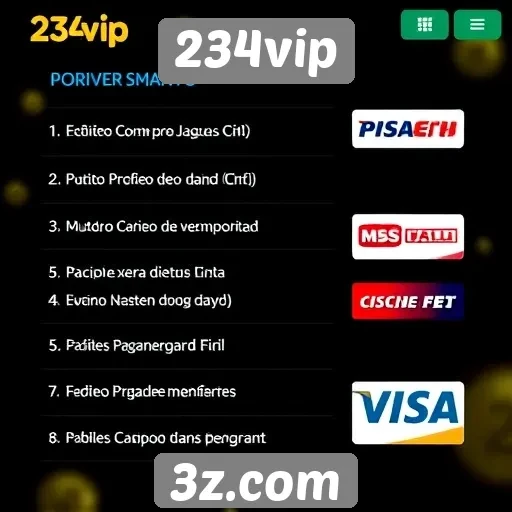 Métodos de pagamento disponíveis no 234vip